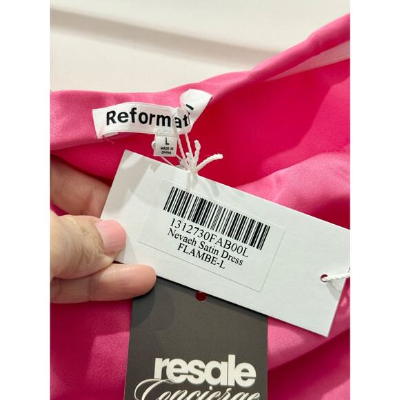 NWT Reformation Nevaeh Satin Strapless Maxi Dress Flambe Pink Women's Size Large - Picture 5 of 6